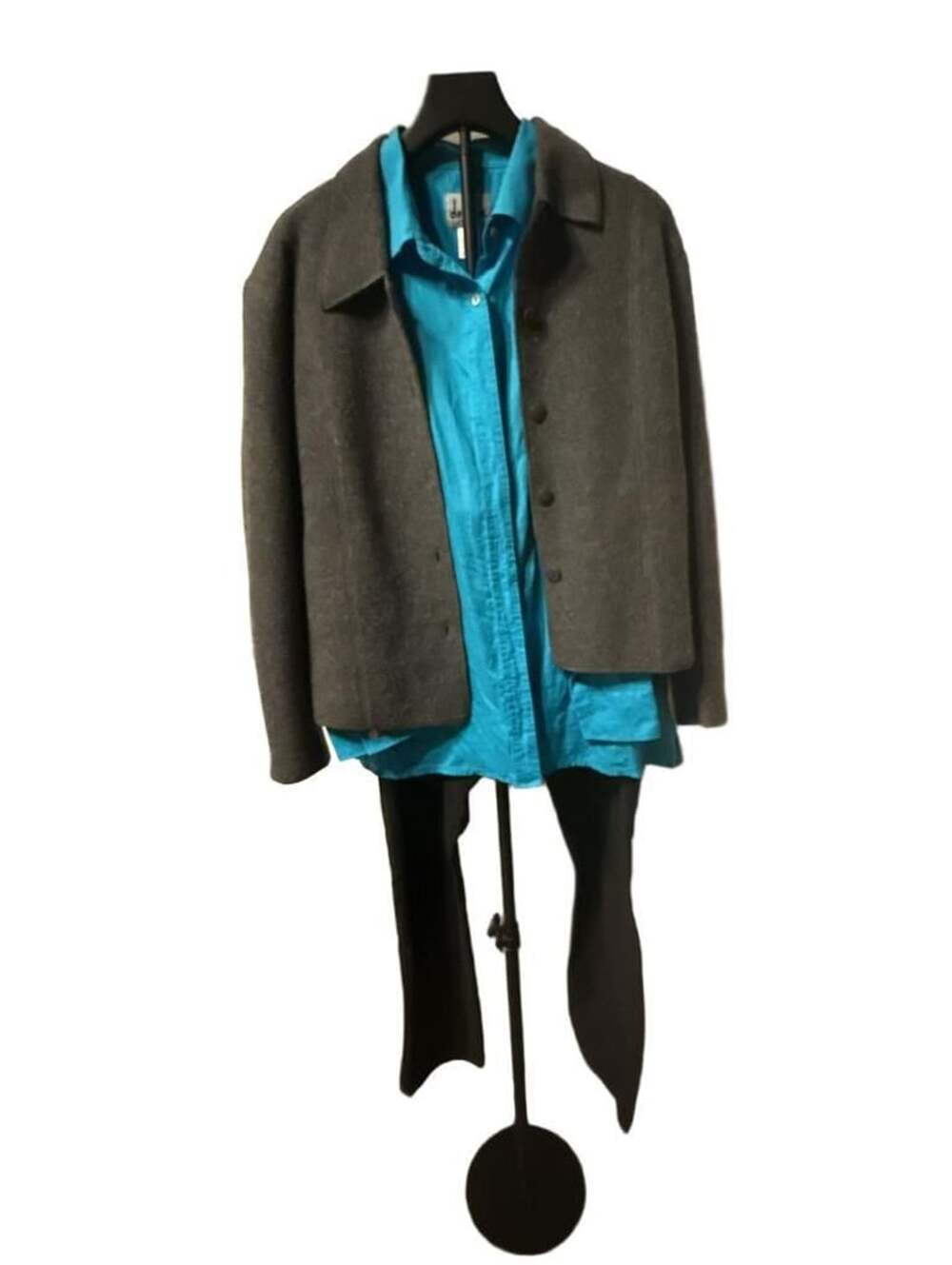 Petite Sophisticate Wool Button Front Jacket Size L Charcoal Gray
